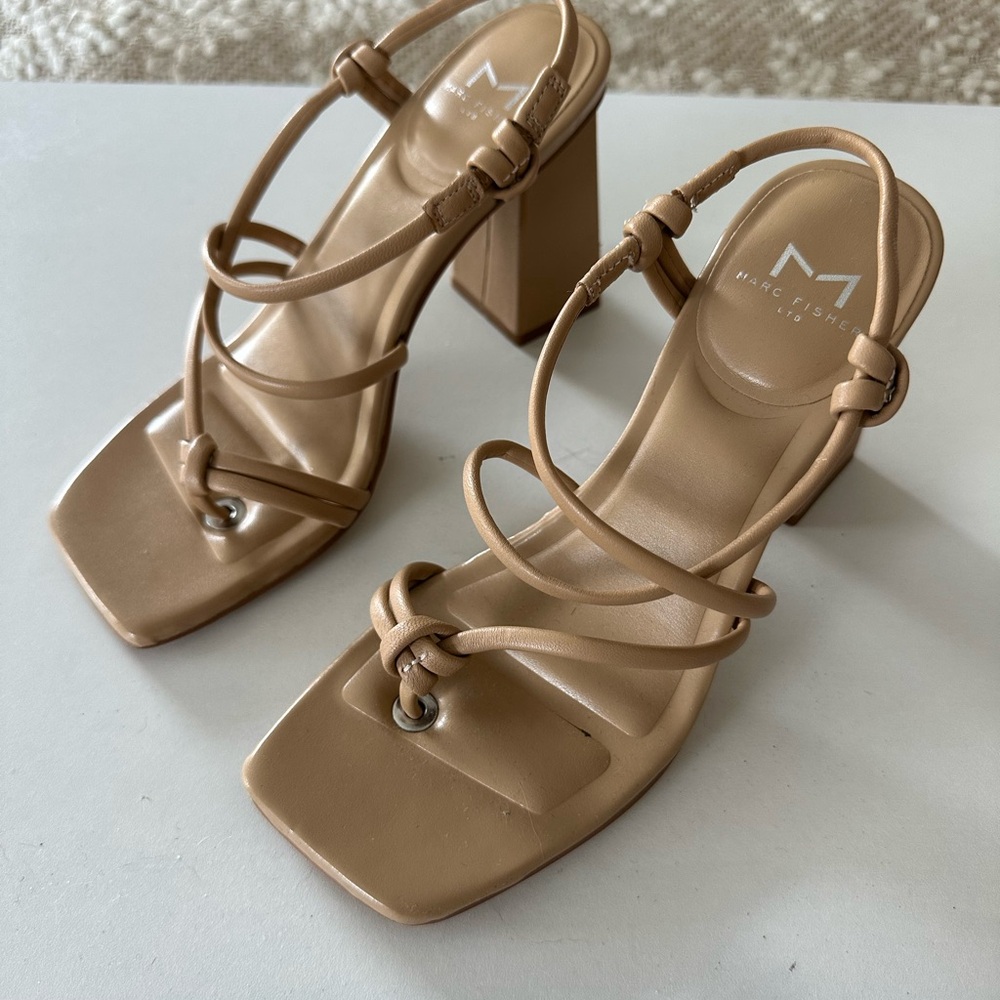 Marc Fisher Tan Block Heel Sandals